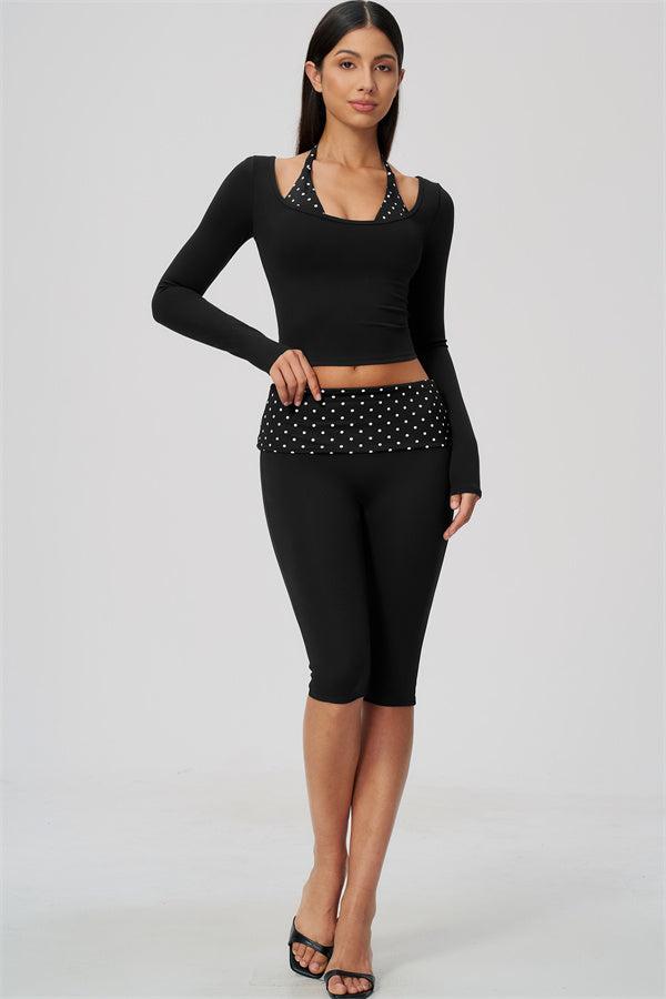 The Enliven Long Sleeve T-shirt Capri Leggings 2-Piece Set