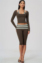 The Enliven Long Sleeve T-shirt Capri Leggings 2-Piece Set