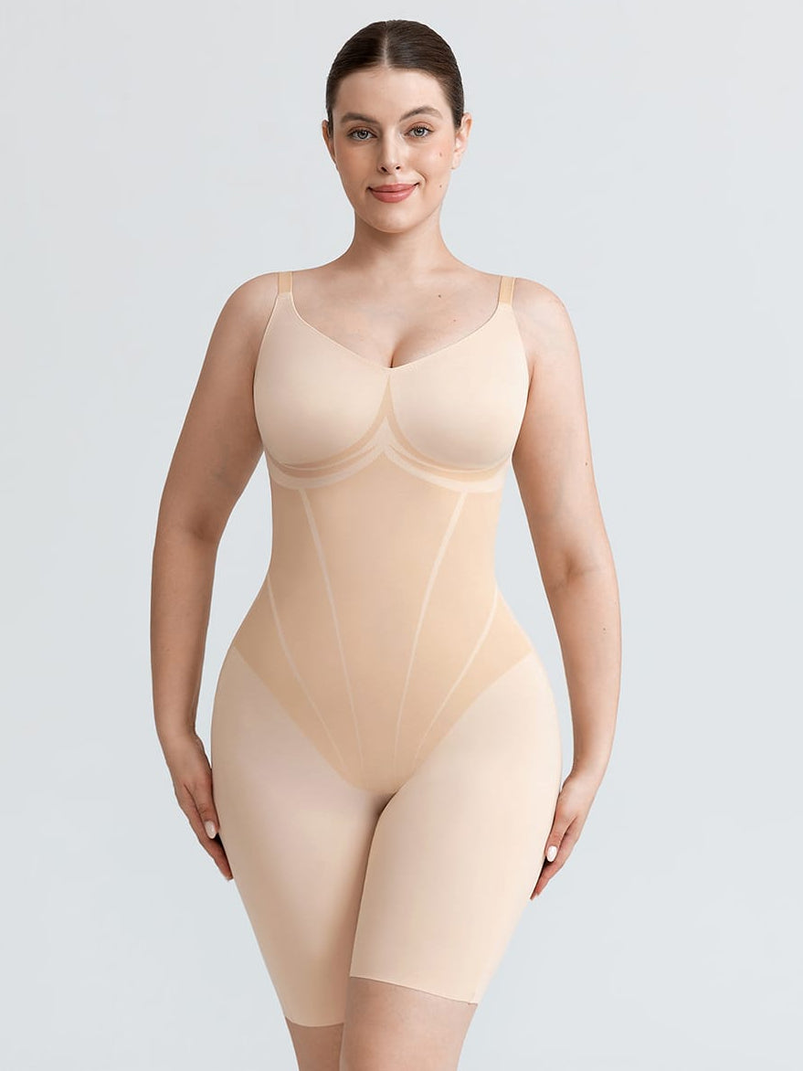 Wholesale Liquid LYCRA™ Light Control V-Neck Traceless Boyshort Bodysuit SPU