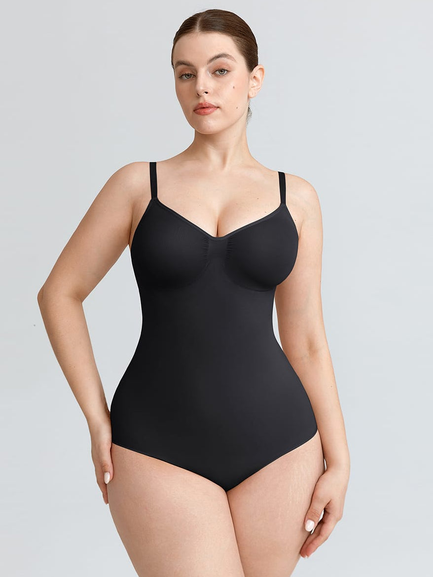 Wholesale Seamless V Neck Ruched Bust Tummy Control Thong Shaping Bodysuit SPU