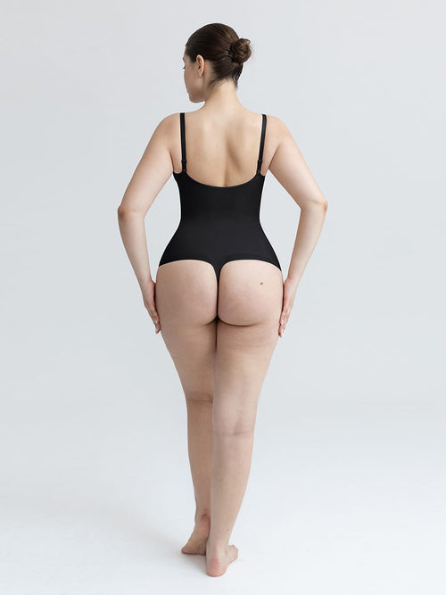 Wholesale Seamless V Neck Ruched Bust Tummy Control Thong Shaping Bodysuit SPU