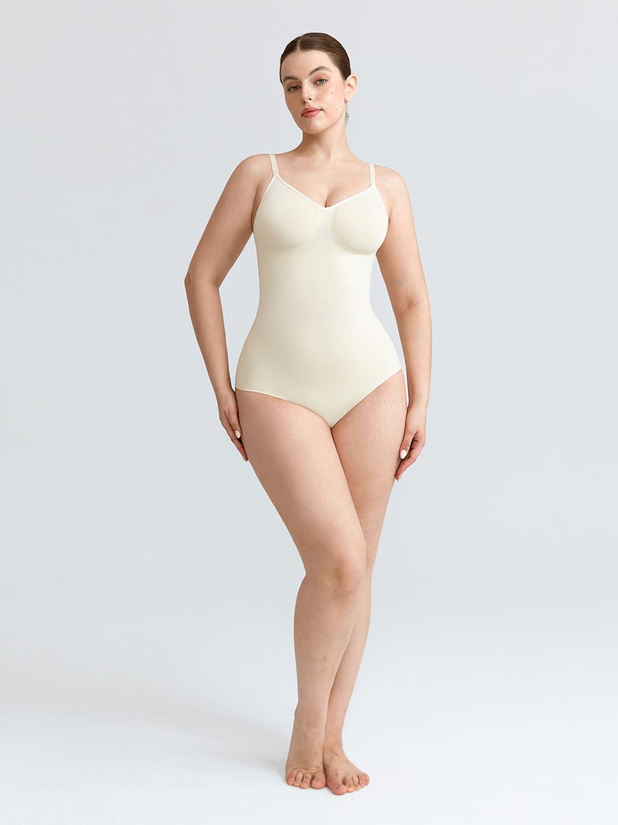 Wholesale Seamless V Neck Ruched Bust Tummy Control Thong Shaping Bodysuit SPU
