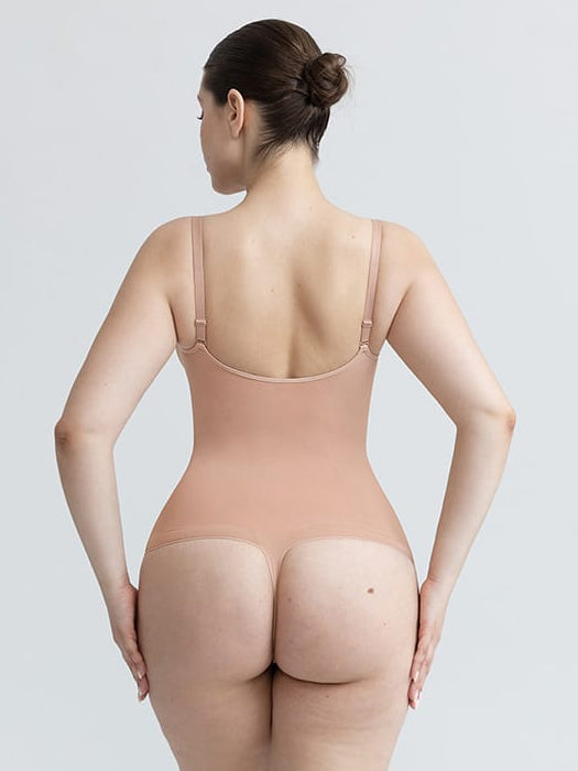 Wholesale Seamless V Neck Ruched Bust Tummy Control Thong Shaping Bodysuit SPU