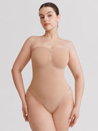 Wholesale Seamless Buttery Soft Strapless Tummy Control  Thong Bodysuit SPU