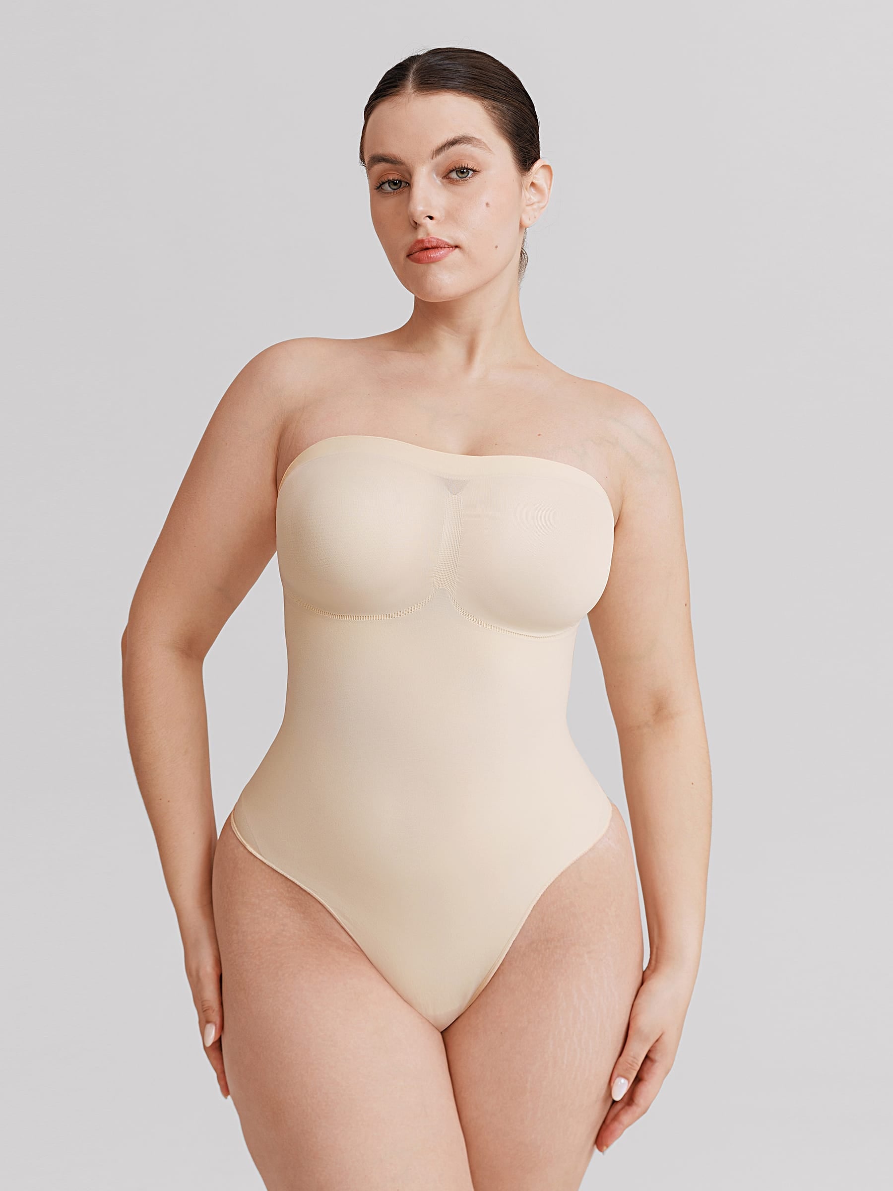 Wholesale Seamless Buttery Soft Strapless Tummy Control  Thong Bodysuit SPU