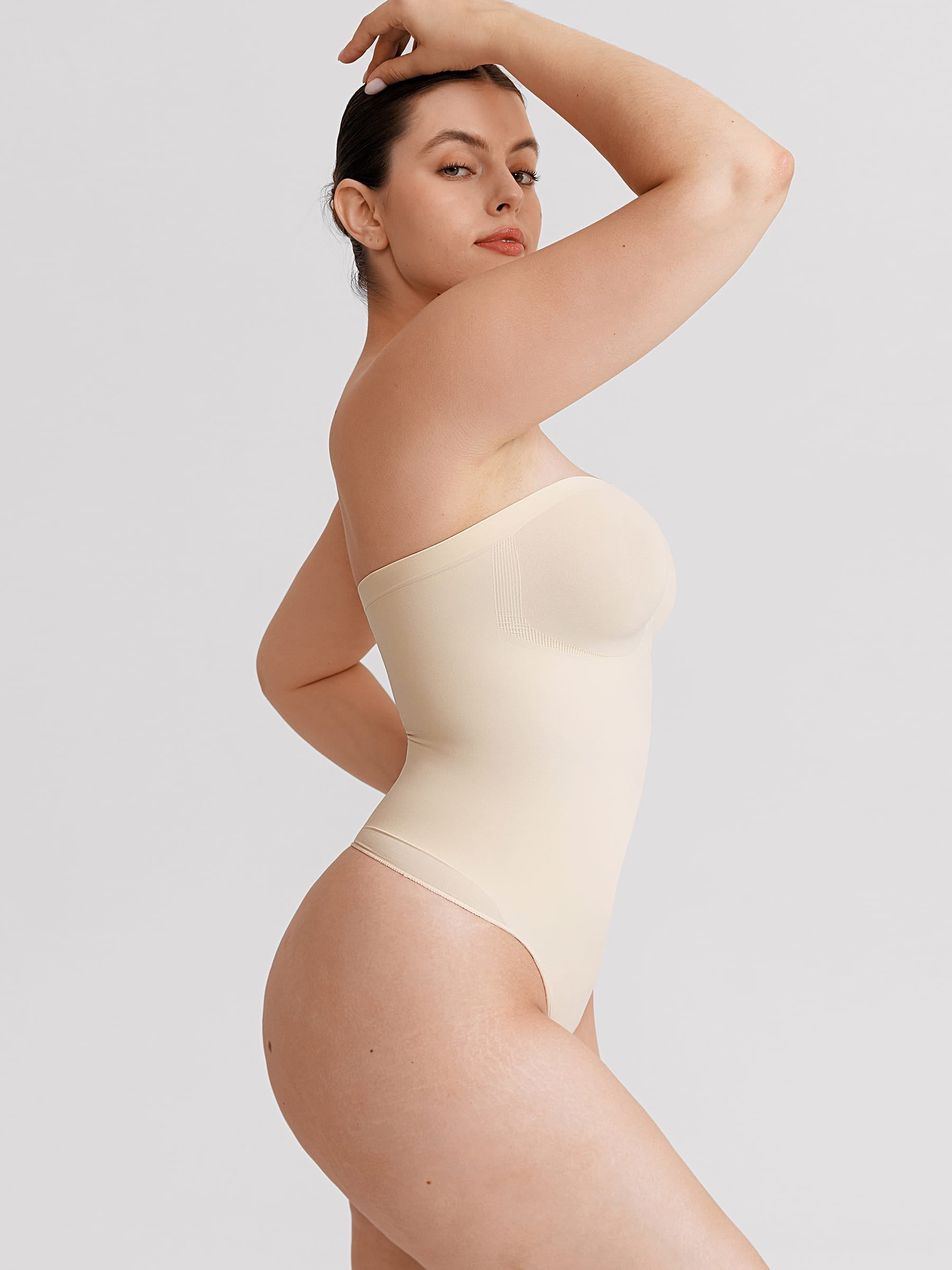 Wholesale Seamless Buttery Soft Strapless Tummy Control  Thong Bodysuit SPU
