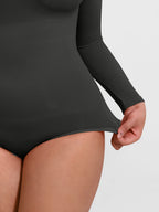 Wholesale Seamless Crew Neck Long Sleeve Tummy Control Snap Crotch Briefs Bodysuit SPU