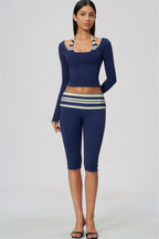 The Enliven Long Sleeve T-shirt Capri Leggings 2-Piece Set