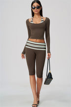 The Enliven Long Sleeve T-shirt Capri Leggings 2-Piece Set