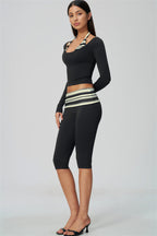 The Enliven Long Sleeve T-shirt Capri Leggings 2-Piece Set