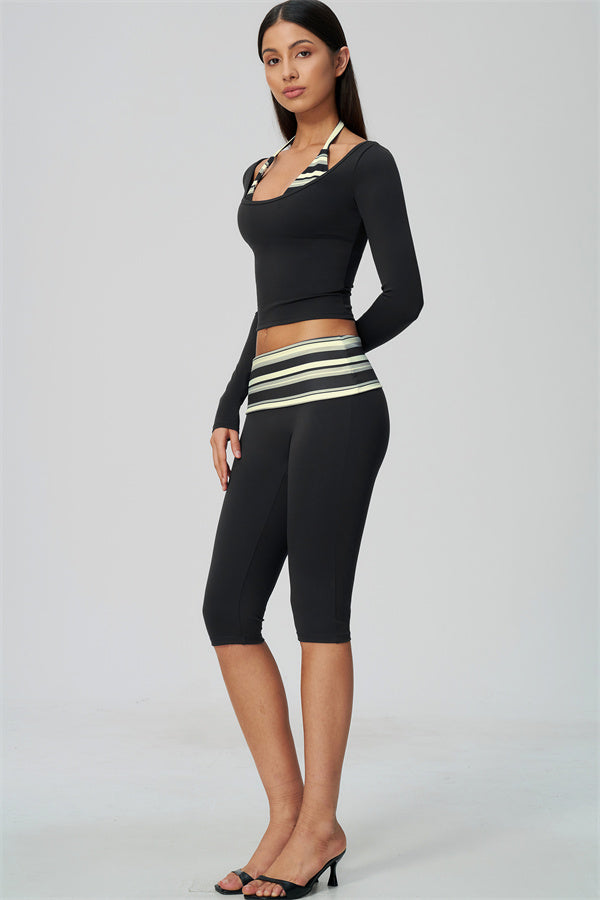 The Enliven Long Sleeve T-shirt Capri Leggings 2-Piece Set
