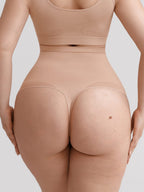 Wholesale High Waist Seamless Tummy Control Thong Shapewear with Anti-Roll Silicone SPU