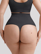 Wholesale High Waist Seamless Tummy Control Thong Shapewear with Anti-Roll Silicone SPU
