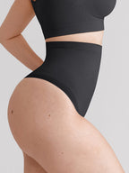 Wholesale High Waist Seamless Tummy Control Thong Shapewear with Anti-Roll Silicone SPU
