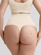 Wholesale High Waist Seamless Tummy Control Thong Shapewear with Anti-Roll Silicone SPU