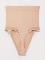Wholesale High Waist Seamless Tummy Control Thong Shapewear with Anti-Roll Silicone SPU